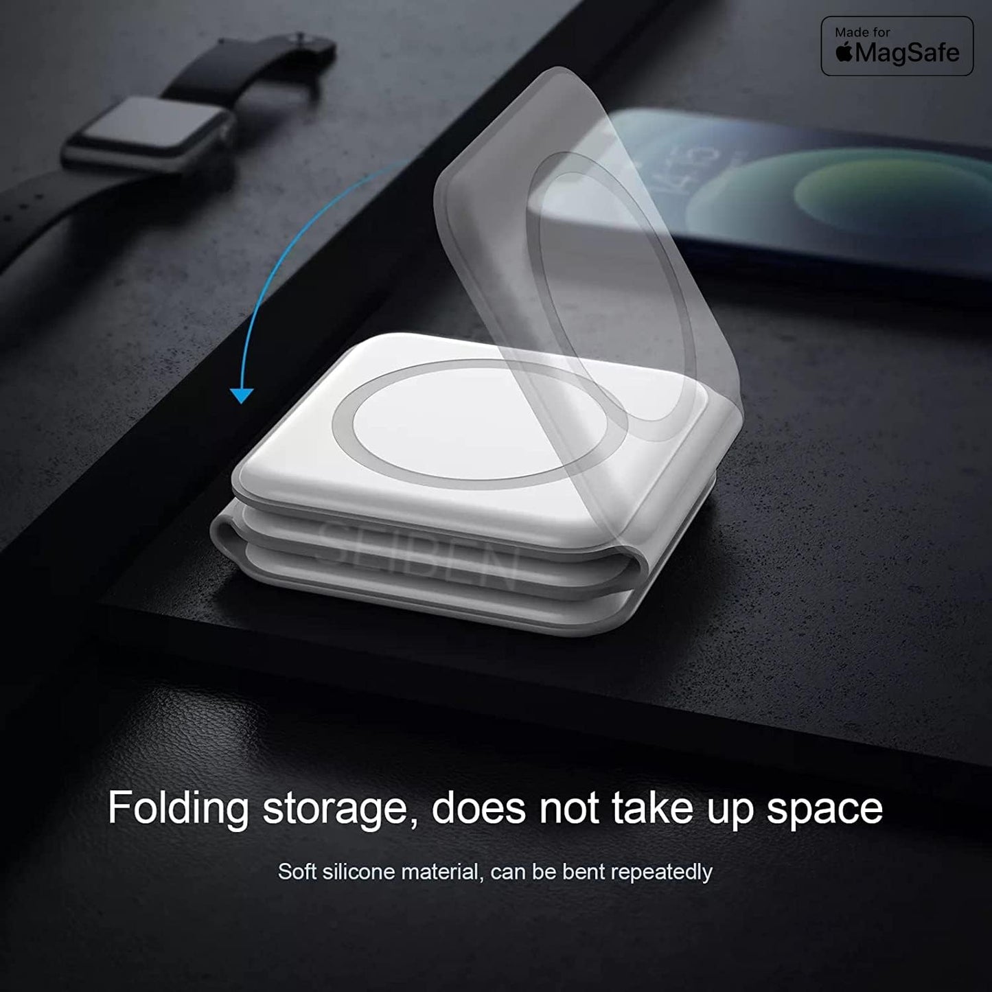 Truvi 3 in 1 MagSafe Magnetic Foldable Wireless Charger Pearl White