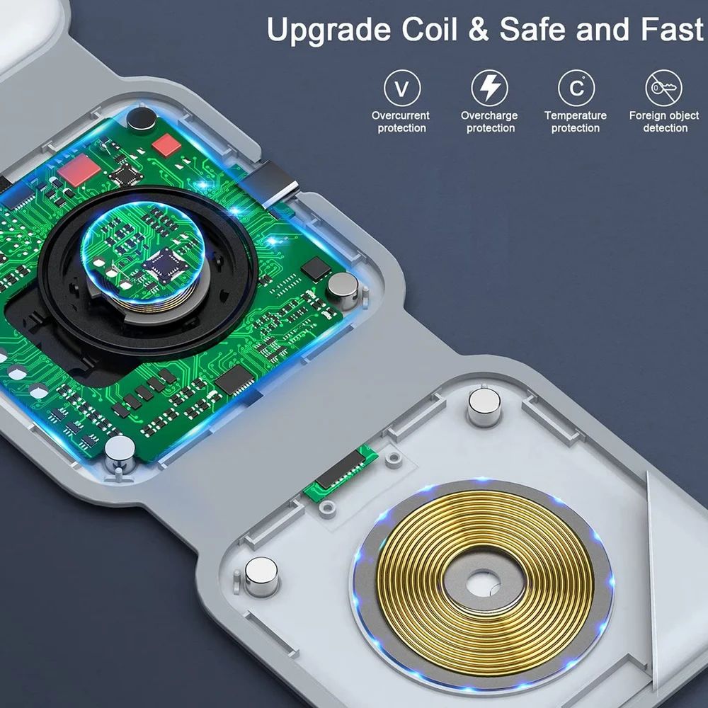 Truvi 3 in 1 MagSafe Magnetic Foldable Wireless Charger Pearl White