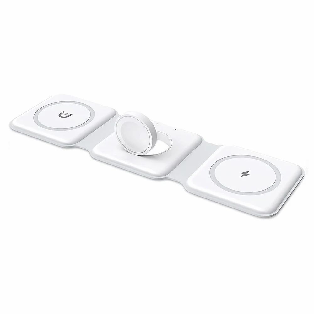 Truvi 3 in 1 MagSafe Magnetic Foldable Wireless Charger Pearl White